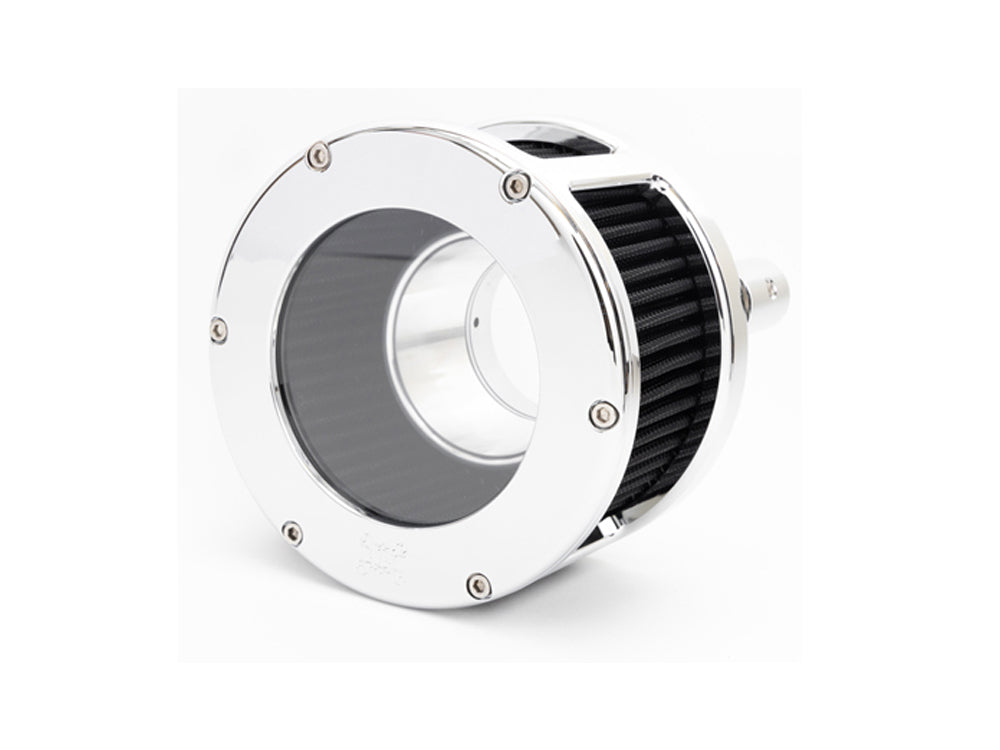 BA Race Series Air Cleaner Kit – Chrome with Clear Cover. Fits Softail 2018-2024 with Mid Mount Controls