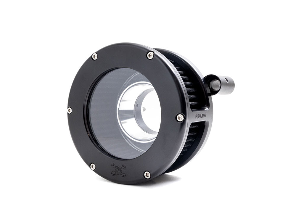 BA Air Cleaner Kit – Black with Clear Cover. Fits Softail 2000-2015, Dyna 1999-2017, Touring 1999-2007 with CV Carb or Cable Operated Delphi EFI