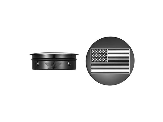 Swingarm Pivot Bolt Covers – Black Contrast Cut with American Flag. Fits Touring 2011up
