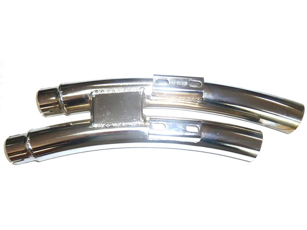 Quiet Mufflers for Sharp Curve Radius Exhaust with Cross-Over Chamber. Fits Softail 1986up (Inc Milwaukee-Eight), Breakout 2013up (Inc Milwaukee-Eight) & Dyna 2006-2017.