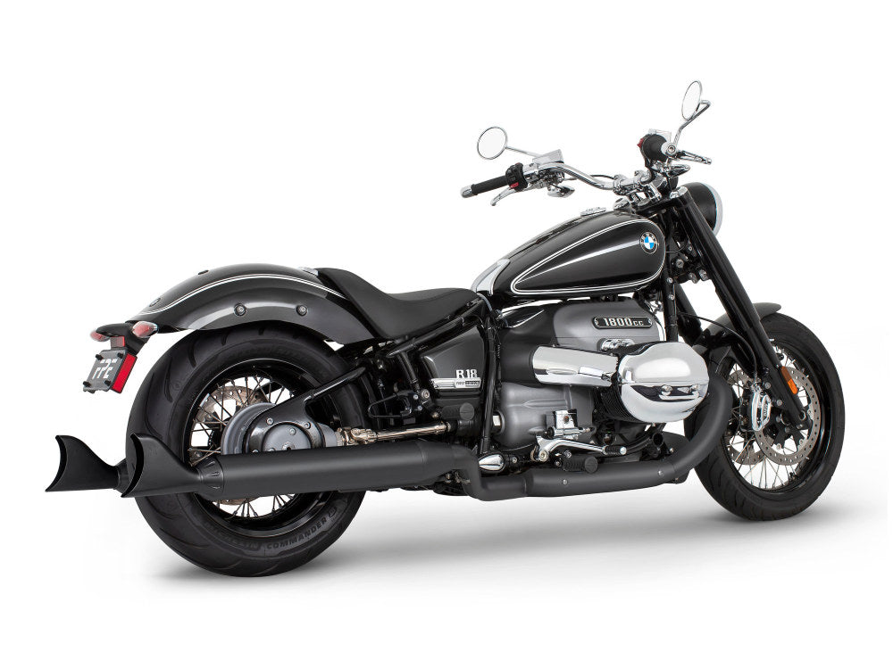 4in. Two-Step Slip-On Mufflers – Black with Sharktail Tips. Fits BMW R-18 2021up.