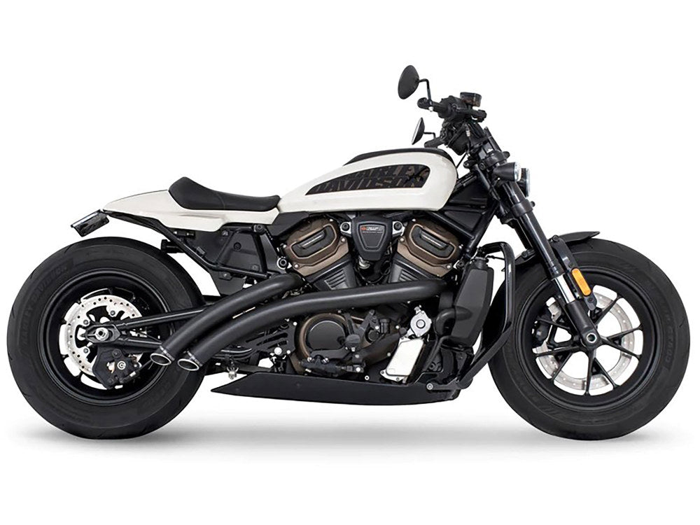 Radical Radius Exhaust – Black with Black End Caps. Fits Sportster S 2021-2023