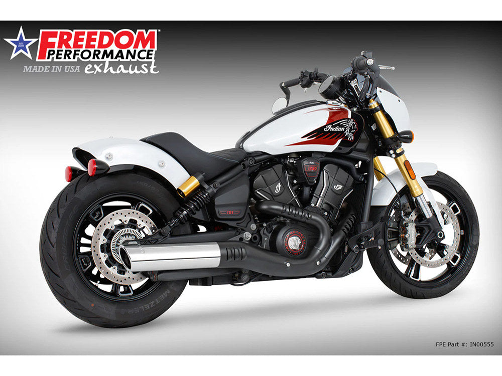 4in. Slip-On Muffler – Chrome with Chrome End Cap. Fits Indian Scout 2025up