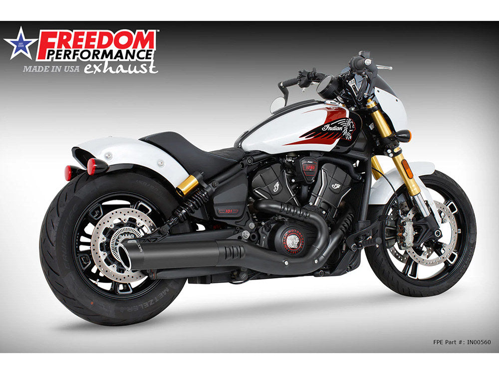 4in. Slip-On Muffler – Black with Black End Cap. Fits Indian Scout 2025up