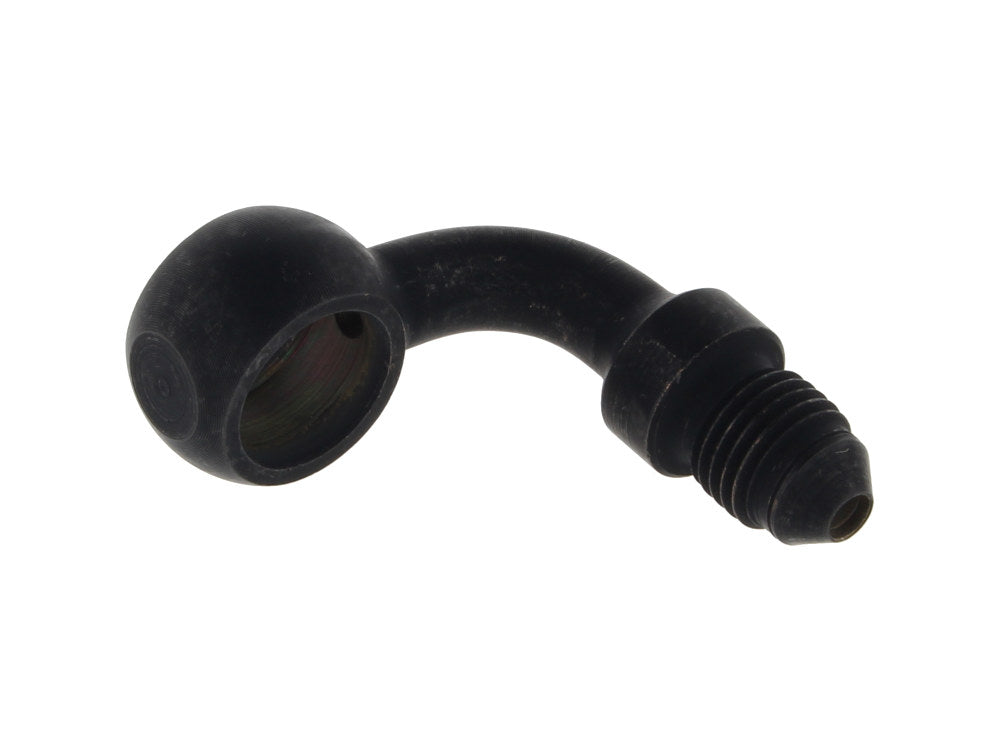 Black 7/16in. ID, 90 Degree Banjo – Male #3 End.