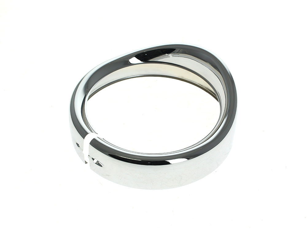 Peaked Visor Style 7in. Headlight Trim Ring – Chrome. Fits FLH Touring 1983-2013, Road King 1994up, Dyna Switch Back 2012-2016 & FL Softail with Nacelle 1986-2017