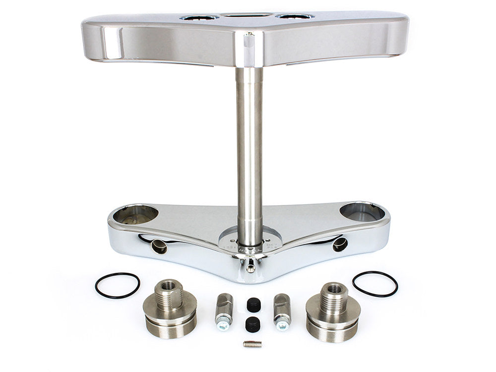 5 Degree Raked Wide Glide Triple Tree Kit – Chrome. Fits Breakout 2013-2017 with 23in. Wheel Conversion.