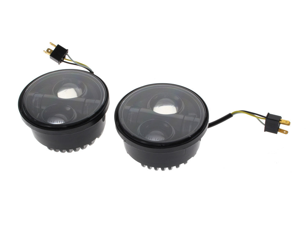 4-1/2in. HeadLight Inserts – Black. Fits Dyna Fat Bob 2008-2017 with Dual Headlight.