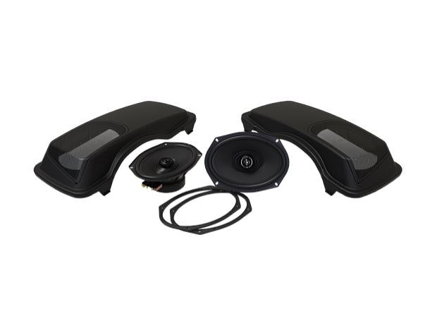 HogTunes XL Rear 2 Speaker Kit & Saddlebag Lids. Fits Street Glide, Electra Glide Classic, Ultra Classic, Road Glide, Road Glide Ultra 1998-2013