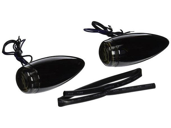 Mini Bullet Turn Signals with Amber LED – Black.