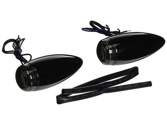 Mini Bullet Turn Signals with Amber LED – Black.