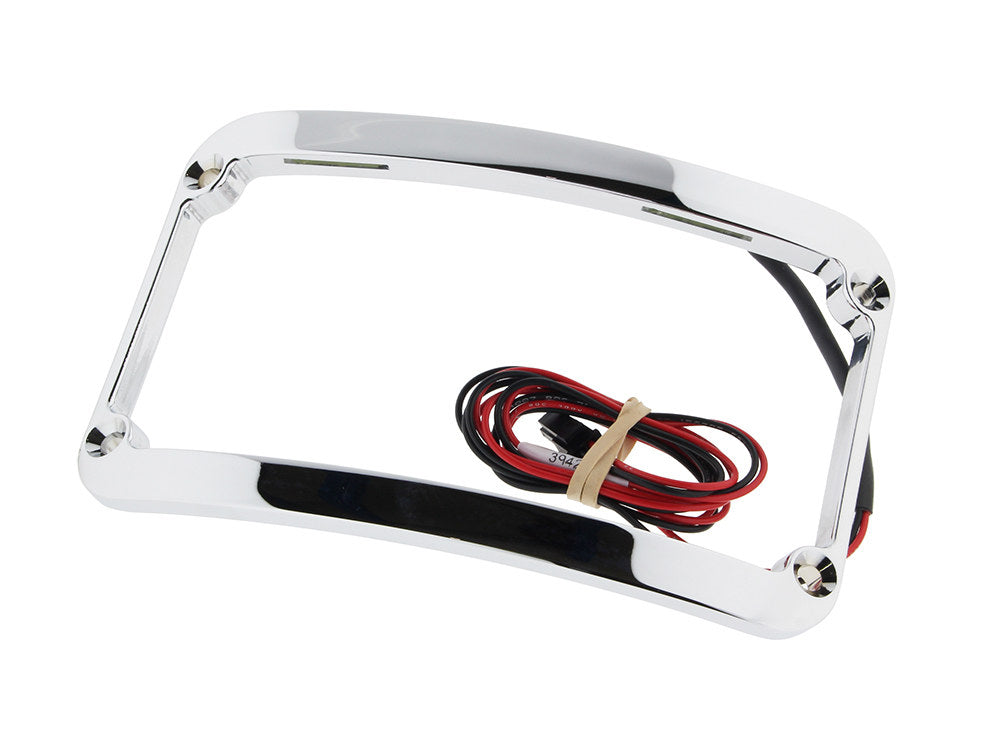 Curved Number Plate Frame with LED Lights – Chrome.