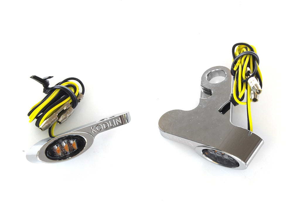Elypse Under Perch Turn Signals – Chrome. Fits Softail 2015-2024 & Touring 2009-2023 Models with Cable Clutch.