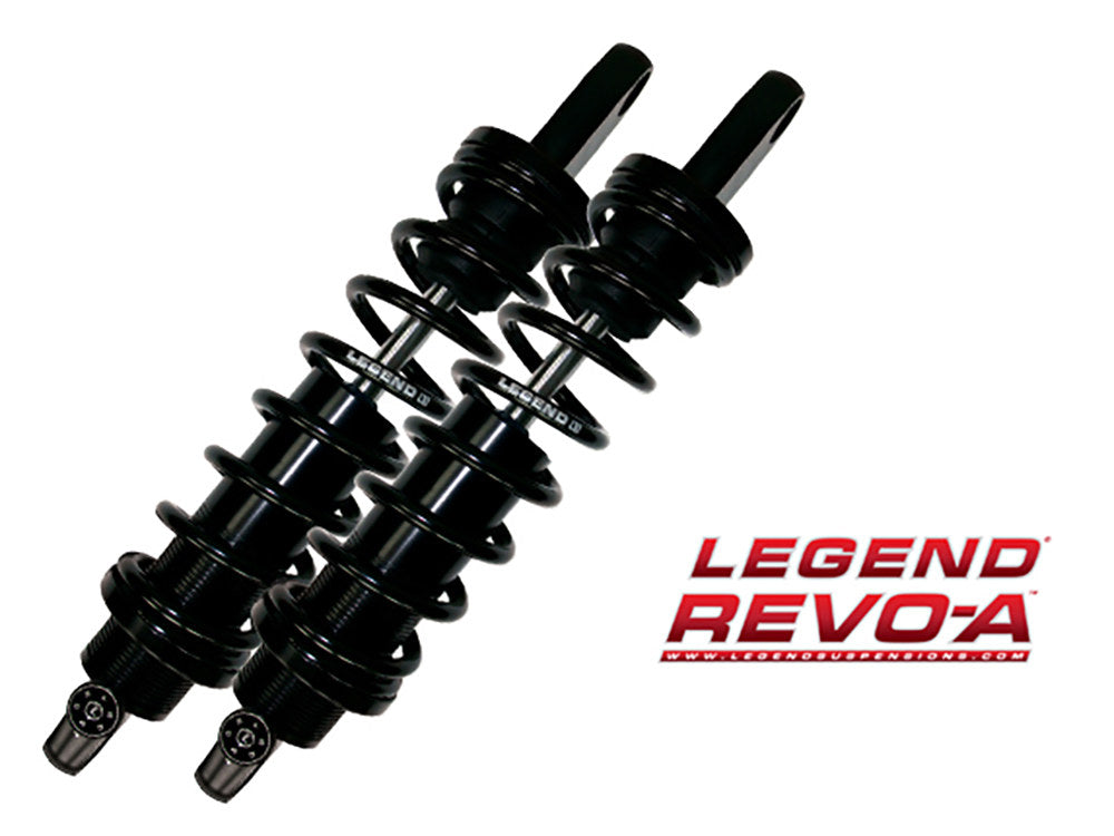 REVO-A Series, 14in. Adjustable Rear Shock Absorbers – Black. Fits Dyna 1991-2017.