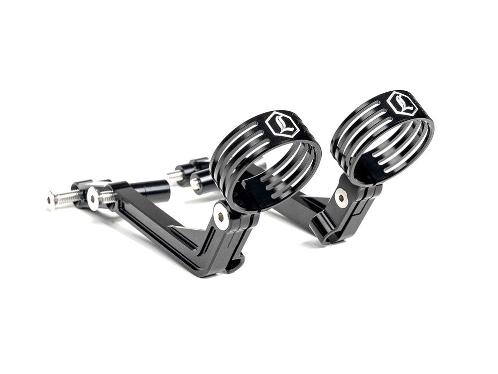 Revo ARC Remote Reservoir External Billet Mounting Brackets – Black. Fits Touring 2014-2024