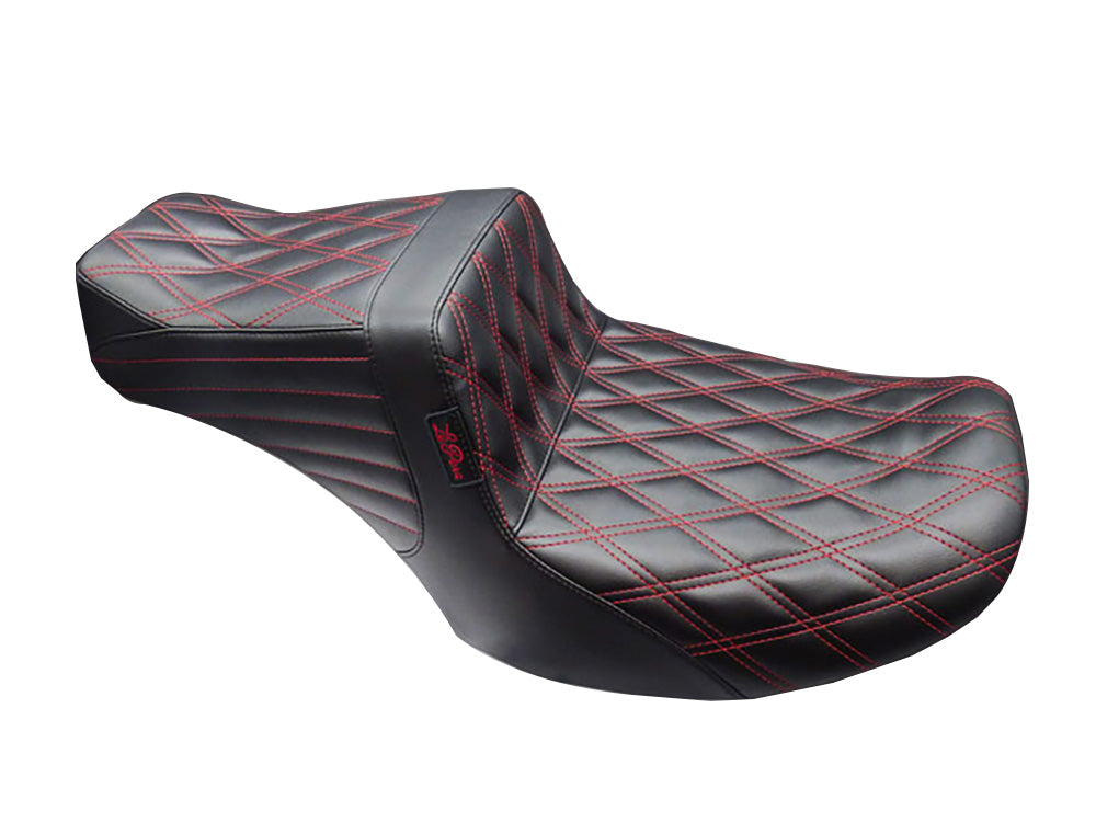 TailWhip Dual Seat with Red Double Diamond Stitch. Fits CVO Touring 2023up, Street Glide & Road Glide 2024up, Touring 2025up