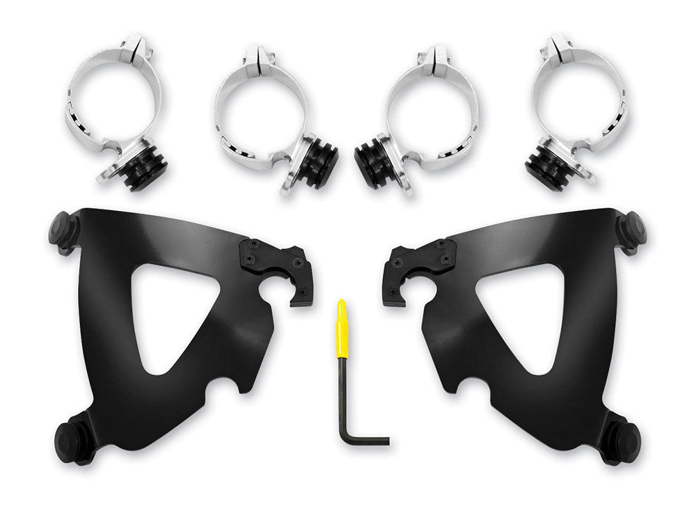 Black Road Warrior Trigger-Lock Mounting Hardware. Fits Breakout 2013-2017 & Dyna Wide Glide 2006-2017 & Dyna Fat Bob 2008-2017.