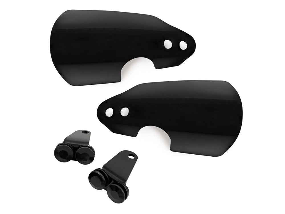 Handguards – Black. Fits Softail 2018-2024 & Road King 2021up running OEM Front Indicators.