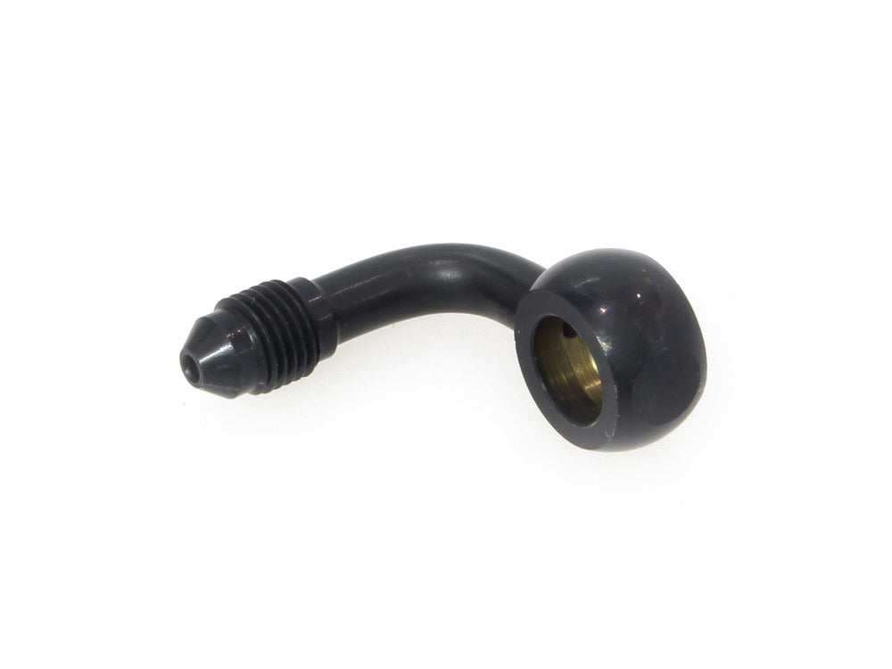 Black 3/8in. (10mm) ID, 90 Degree Banjo – Male #3 End.