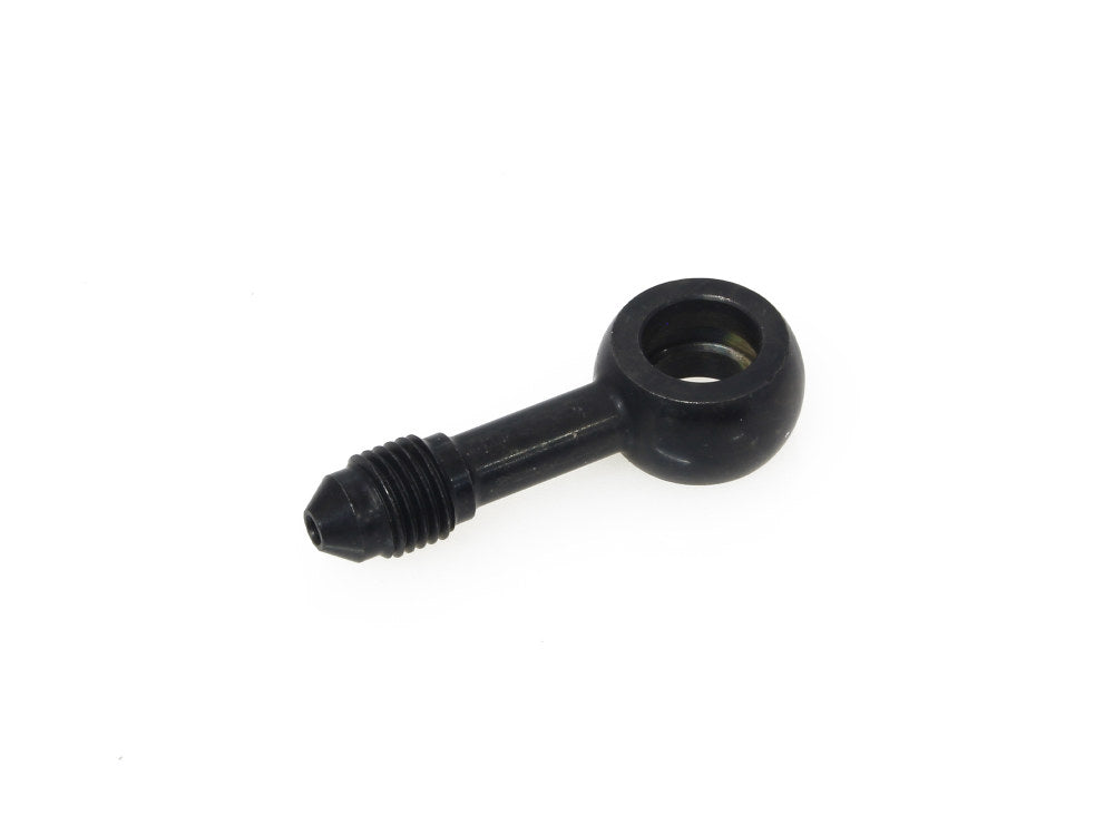 Black 3/8in. (10mm) ID, 180 Degree Straight Banjo – Male #3 End.