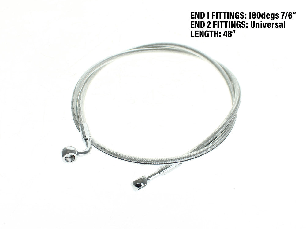 48in. E-Z Align Front Brake Line with 7/16in. x 180 Degree Banjo – Sterling Chromite.