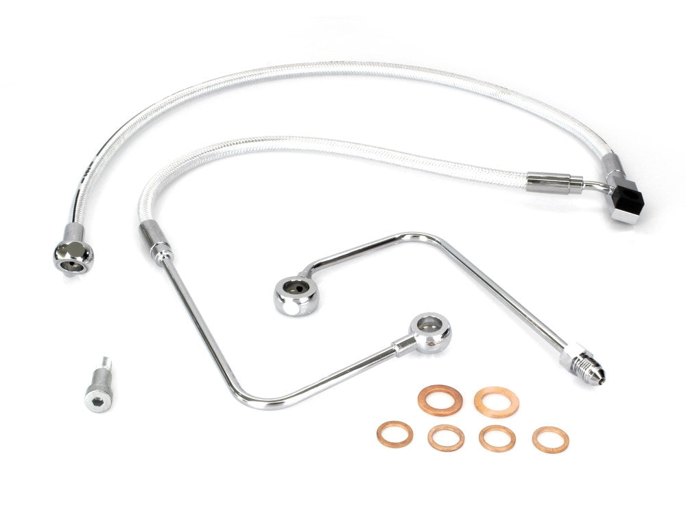 Stock Length Lower Front Brake Line – Sterling Chromite. Fits FXST Softail 2011-2015 & Rocker 2011