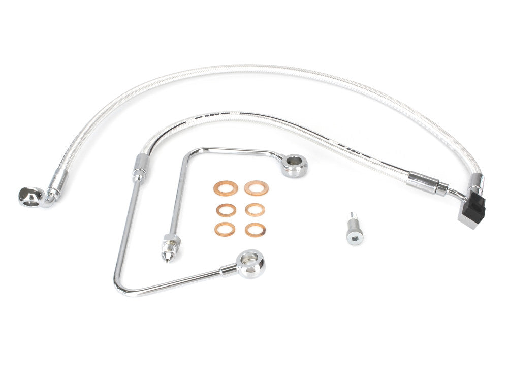 +2in. Over Length Lower Front Brake Line – Sterling Chromite. Fits FXST Softail 2011-2015 & Rocker 2011
