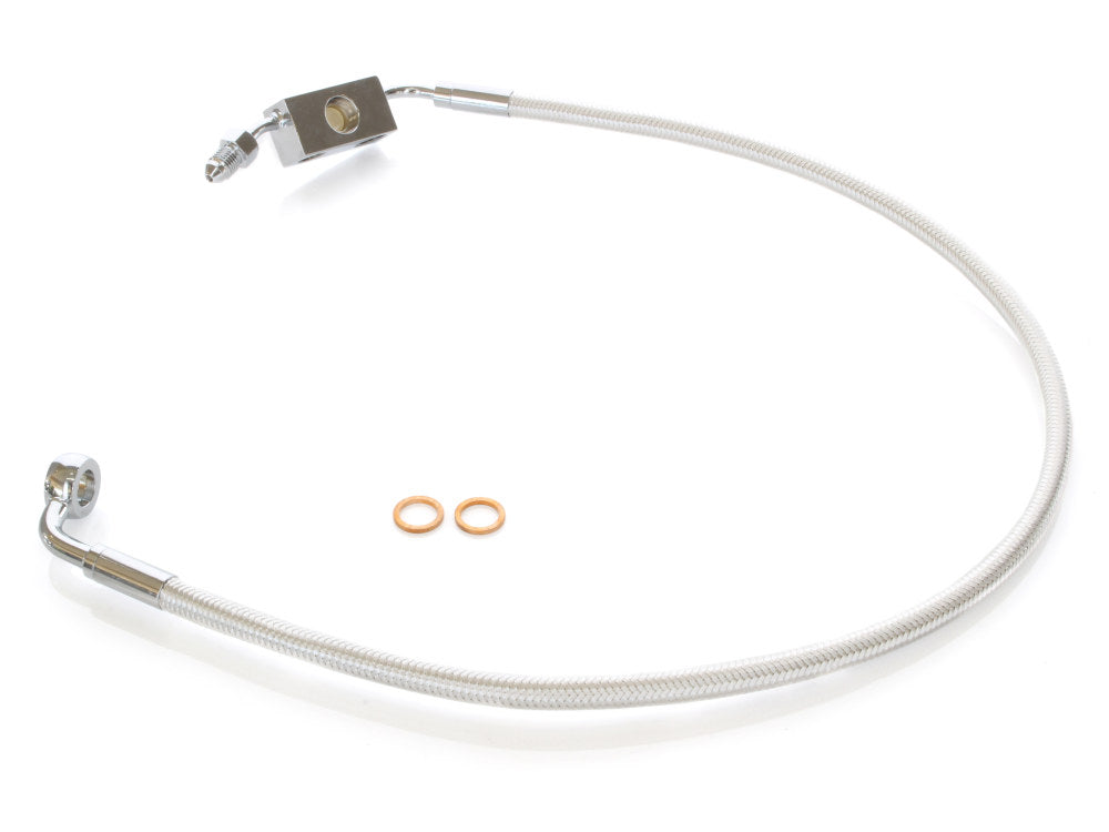 +4in. Over Length Lower Front Brake Line – Sterling Chromite. Fits Dyna 2012-2017