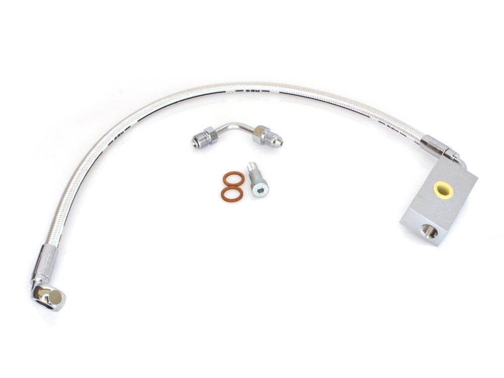 Stock Length Lower Front Brake Line – Sterling Chromite. Fits Softail 2018up