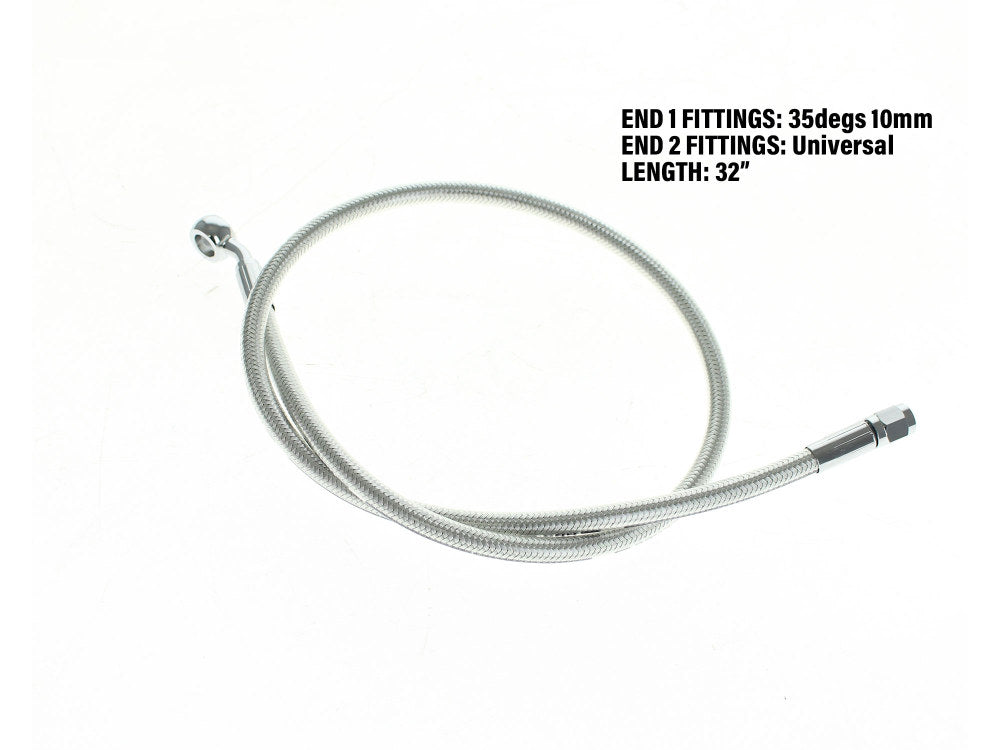 32in. Upper Front Brake Line with 10mm x 35 Degree Banjo – Sterling Chromite.