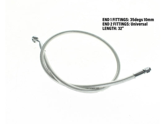 32in. Upper Front Brake Line with 10mm x 35 Degree Banjo – Sterling Chromite.