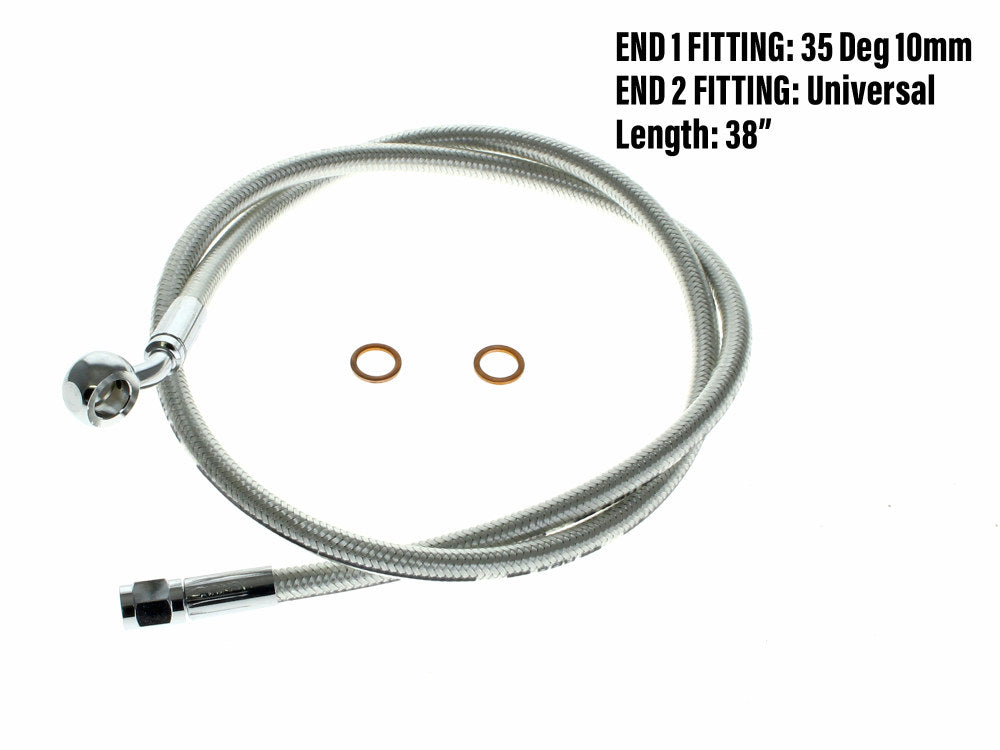 38in. Upper Front Brake Line with 10mm x 35 Degree Banjo – Sterling Chromite.