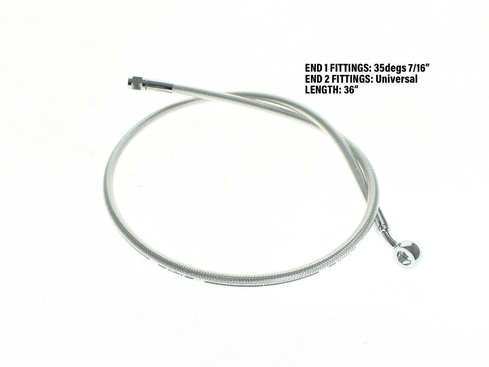 36in. Upper Front Brake Line with 7/16in. x 35 Degree Banjo – Sterling Chromite.