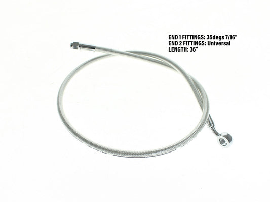 36in. Upper Front Brake Line with 7/16in. x 35 Degree Banjo β Sterling Chromite.