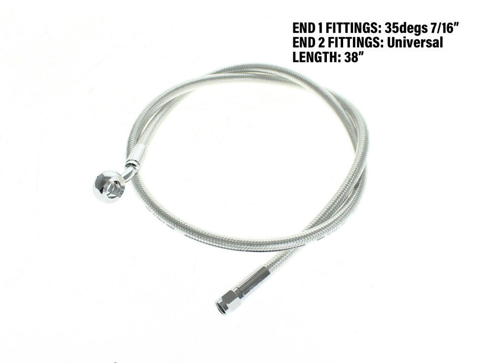 38in. Upper Front Brake Line with 7/16in. x 35 Degree Banjo – Sterling Chromite.