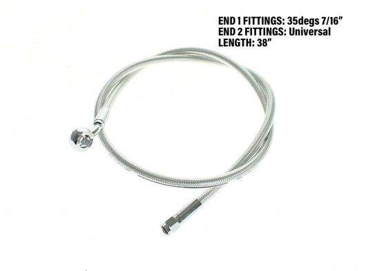 38in. Upper Front Brake Line with 7/16in. x 35 Degree Banjo – Sterling Chromite.