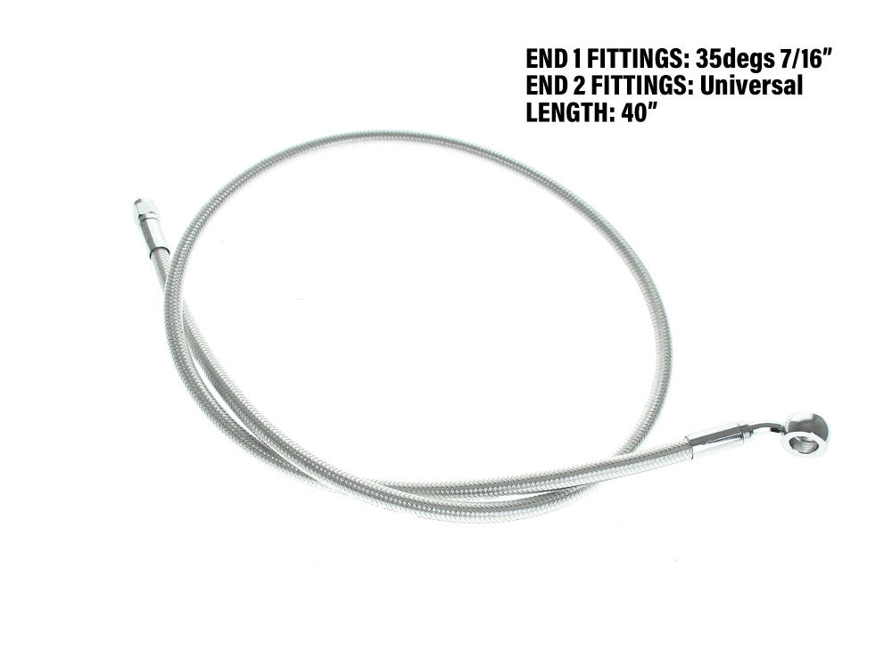 40in. Upper Front Brake Line with 7/16in. x 35 Degree Banjo – Sterling Chromite.