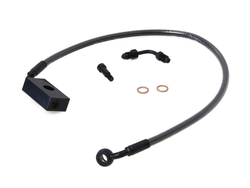 +6in. Length Lower Front Brake Line – Black Pearl. Fits Softail 2018up