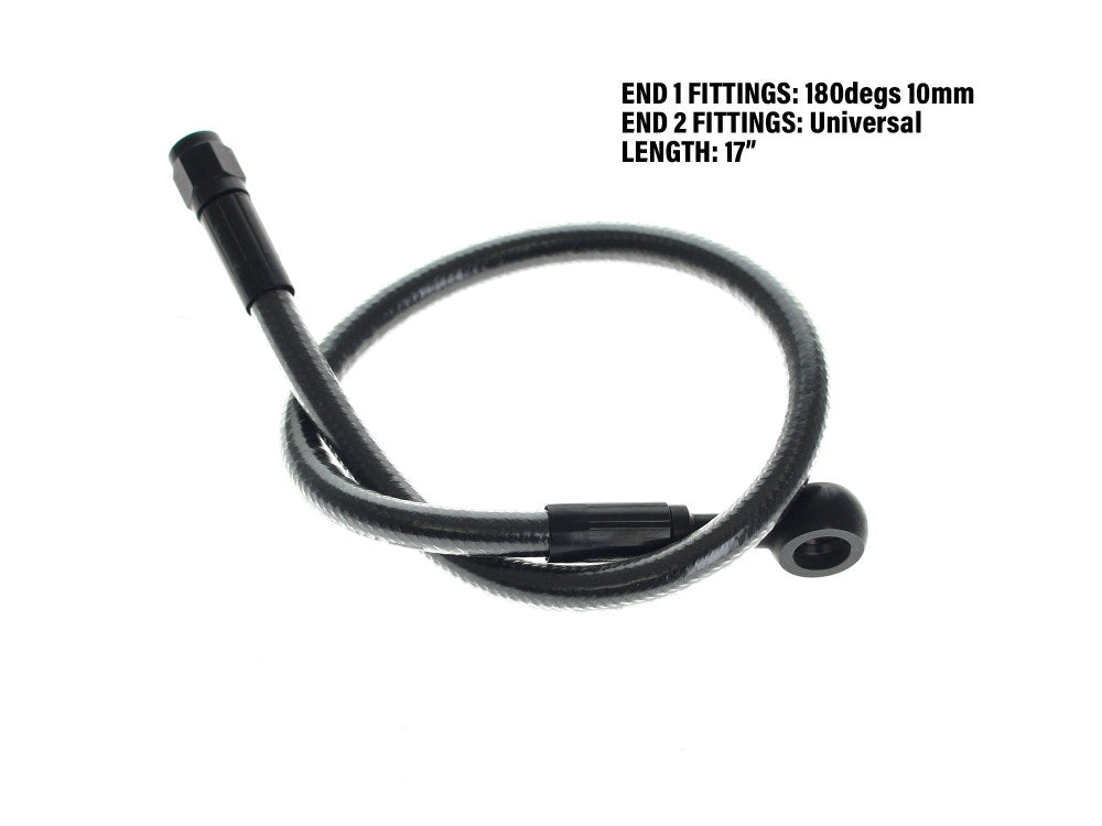 17in. Upper Front Brake Line with 10mm x 180 Degree Banjo – Black Pearl.