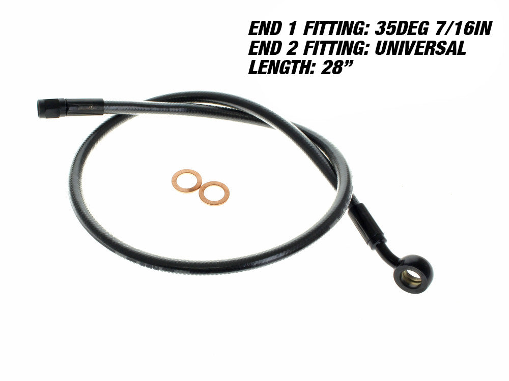 28in. Upper Front Brake Line with 7/16in. x 35 Degree Banjo – Black Pearl.