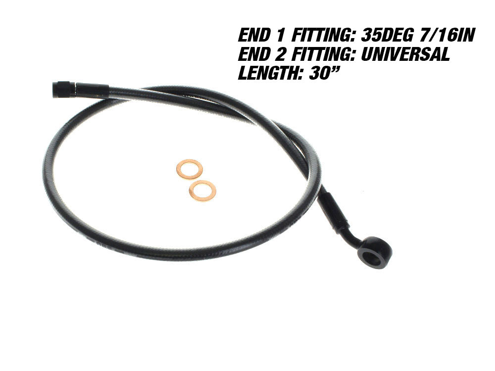 30in. Upper Front Brake Line with 7/16in. x 35 Degree Banjo – Black Pearl.