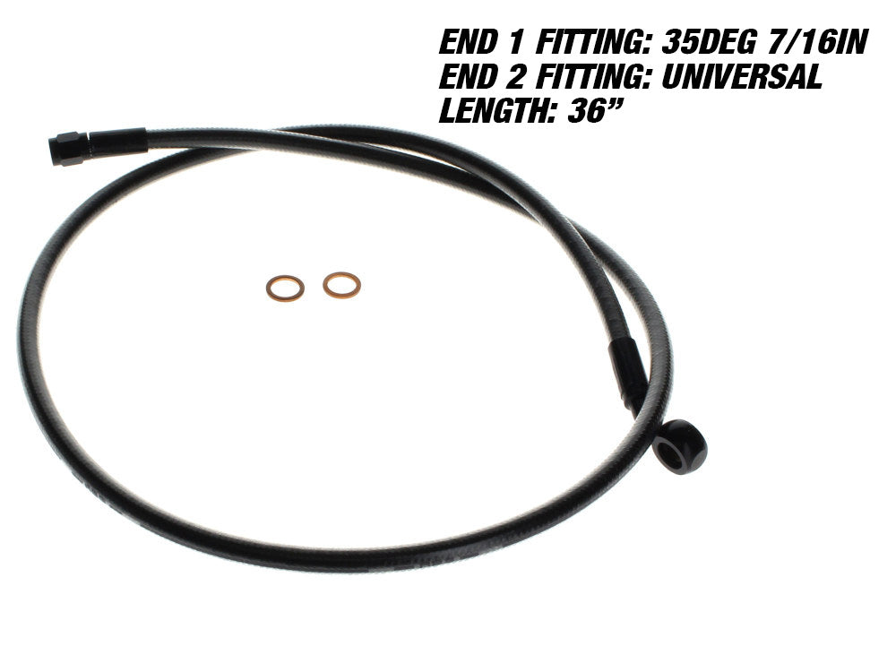 36in. Upper Front Brake Line with 7/16in. x 35 Degree Banjo – Black Pearl.