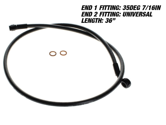 36in. Upper Front Brake Line with 7/16in. x 35 Degree Banjo – Black Pearl.