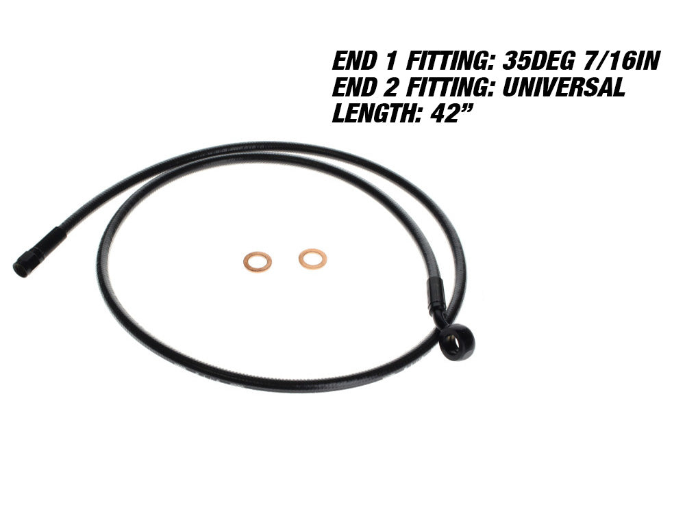 42in. Upper Front Brake Line with 7/16in. x 35 Degree Banjo – Black Pearl.