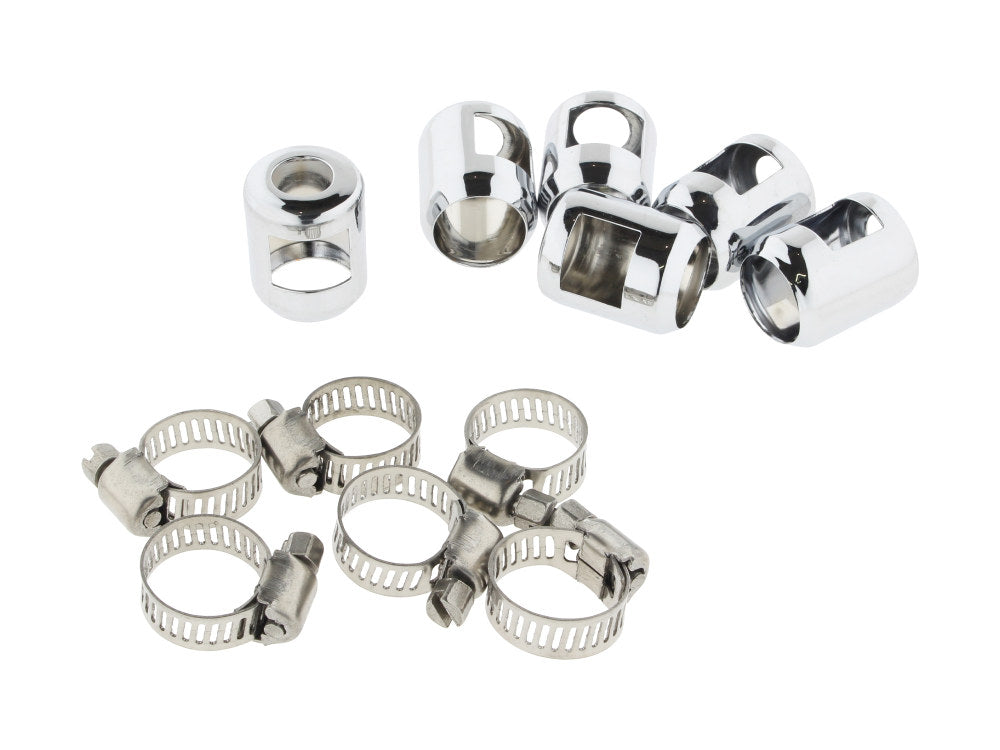 1/4in. & 5/16in. Hose Clamp Ends – Chrome. Pack of 6