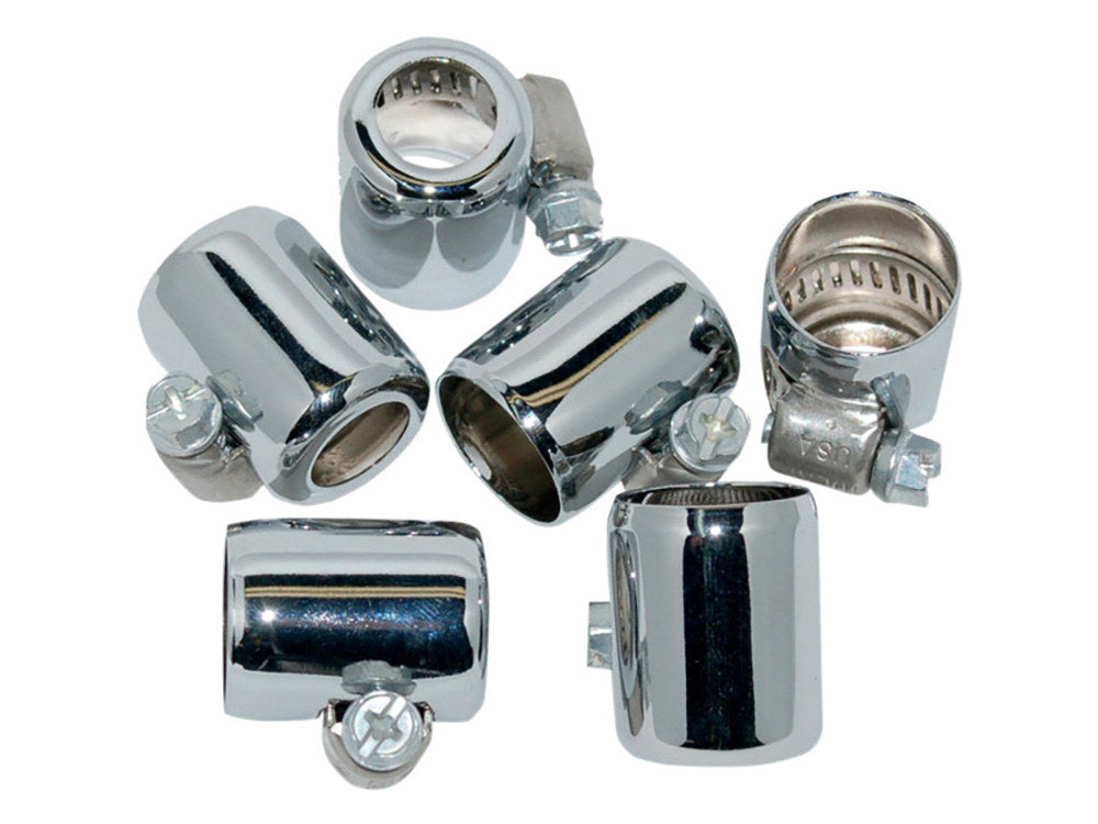 3/8in. Hose Clamp Ends – Chrome. Pack of 6