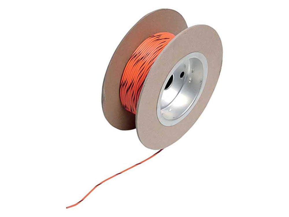 18-Gauge Wire – Orange with Black Stripe.