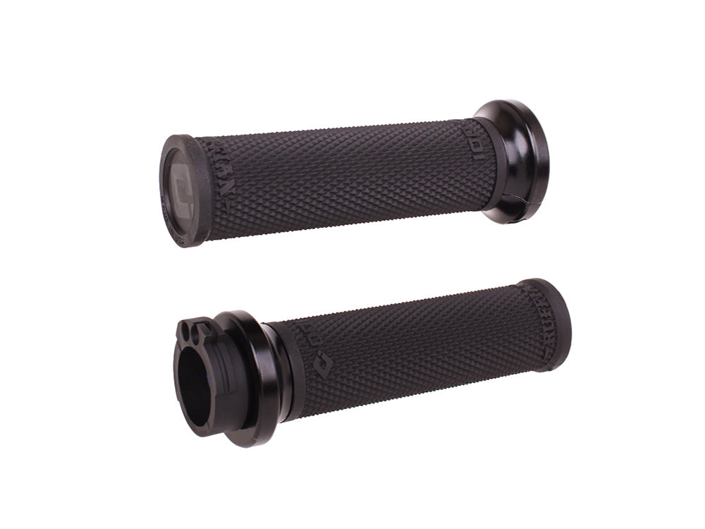 Ruffian Lock-On Handgrips – Black/Black. Fits H-D with Throttle Cable.