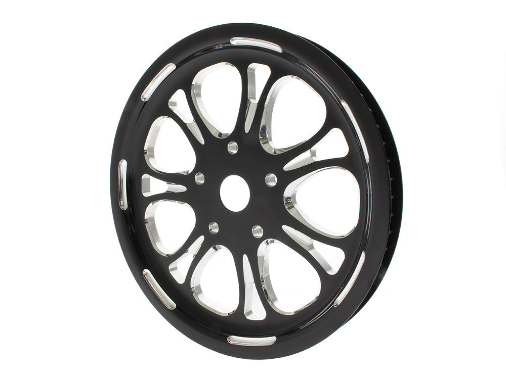 66 Tooth x 1in. wide Paramount Pulley – Black Contrast Cut Platinum. Fits Softail 2012up, Softail 2007up with 150 Rear Tyre & Touring 2007-2008.