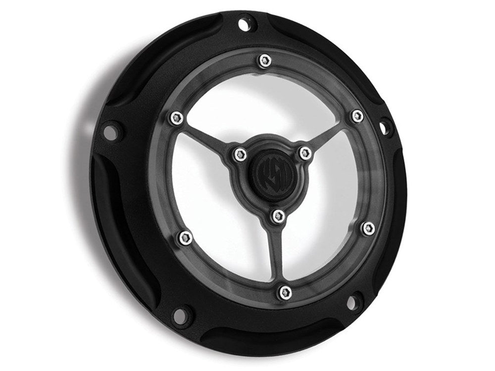 Clarity Derby Cover – Black Ops. Fits Softail 1999-2018, Dyna 1999-2017 & Touring 1999-2015.